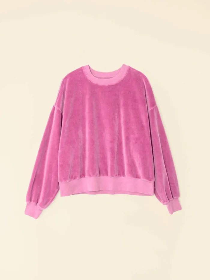 Women Sweats and Tees Xirena French Rose Huxley Velour Sweatshirt
