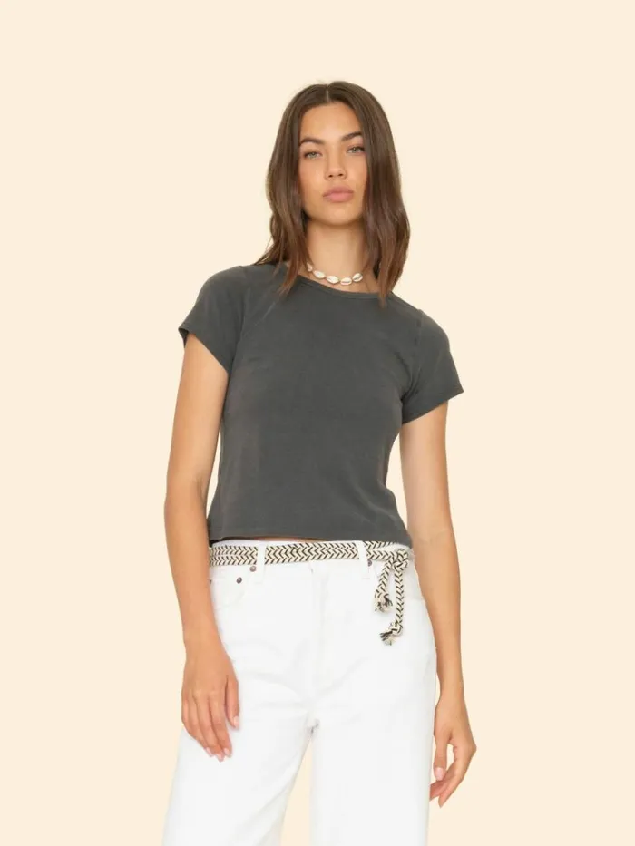 Women Sweats and Tees Xirena Vintage Black Pixie Tee