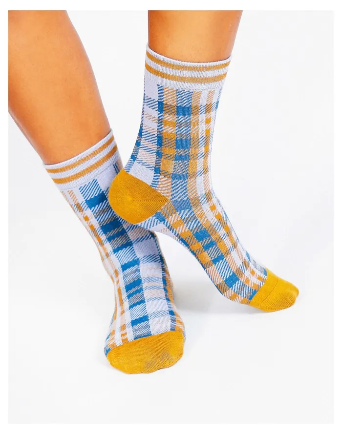 Women Tailored Union Plaid Purple Multi Madewell Socks Women Tailored Union Plaid Purple Multi Madewell Socks