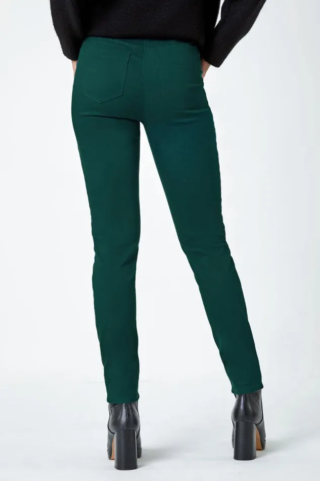 Women Teal 31039 Denim Stretch Elastic Waist Jegging Roman Trousers