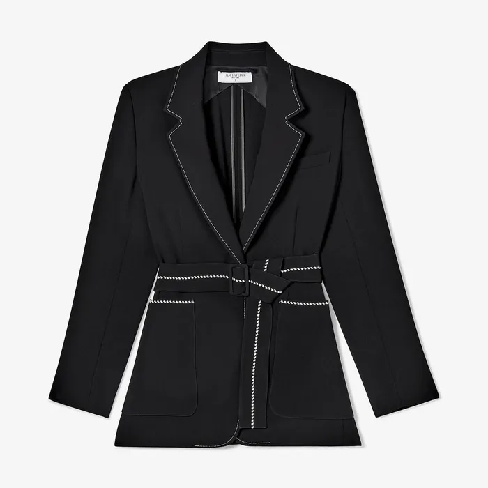 Women The Athena Jetset Blazer 8211 Everyday Crepe with Topstitch Black With Topstitch Jackets M M LaFleur