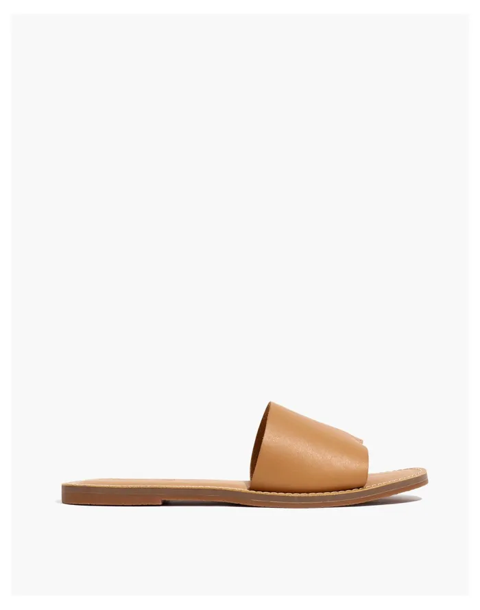 Women The Boardwalk Post Slide Sandal In Leather Desert Camel Madewell Sandals