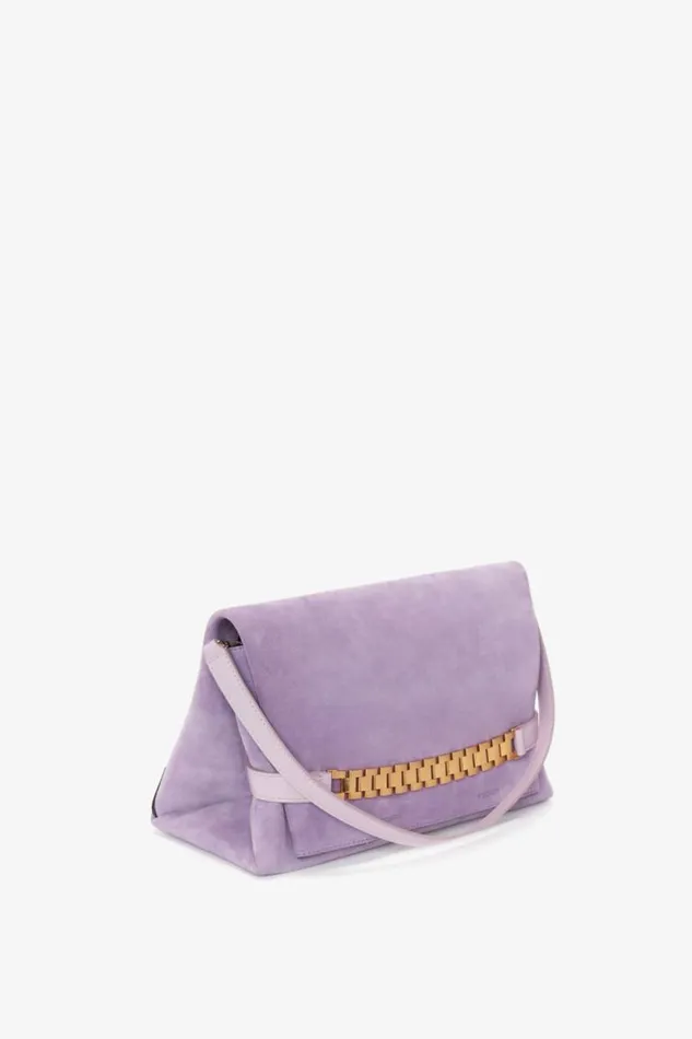 Women The Chain Pouch Victoria Beckham Chain Pouch With Strap In Lilac Suede