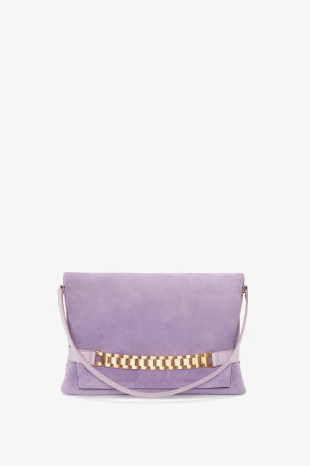 Women The Chain Pouch Victoria Beckham Chain Pouch With Strap In Lilac Suede