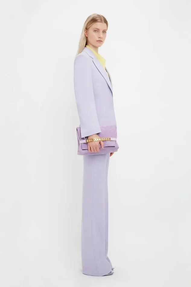 Women The Chain Pouch Victoria Beckham Chain Pouch With Strap In Lilac Suede