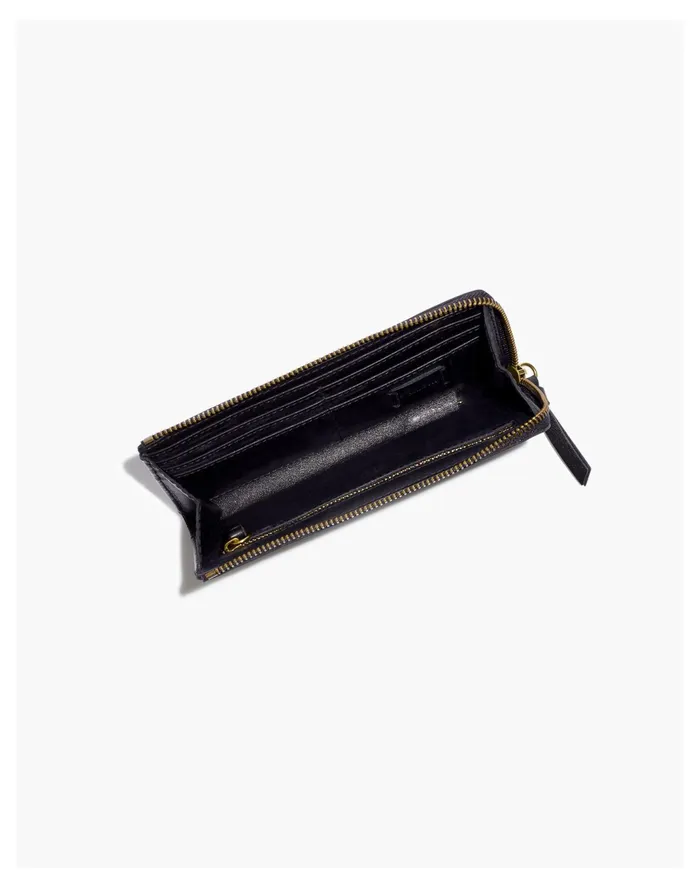 Women The Continental Zip Wallet True Black Madewell Pouches and Wallets Women The Continental Zip Wallet True Black Madewell Pouches and Wallets