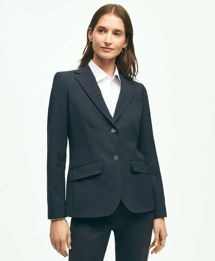 Women The Essential Brooks Brothers Stretch Wool Jacket Navy Brooks Brothers Blazers