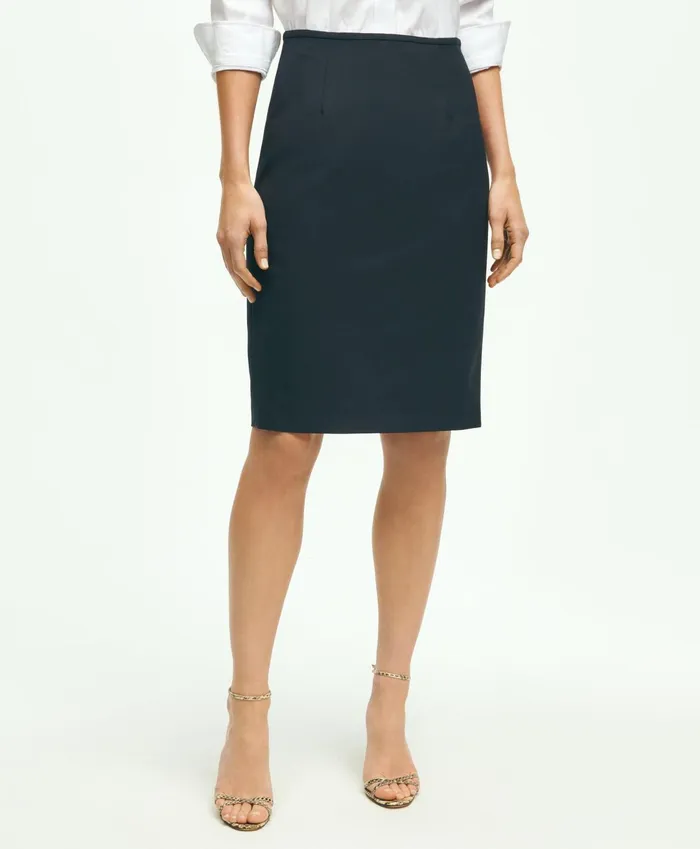 Women The Essential Brooks Brothers Stretch Wool Pencil Skirt Navy Brooks Brothers Pants and Skirts