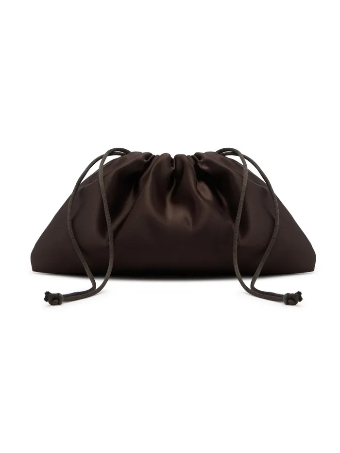 Women The Everyday Pouch Bag In Chocolate Brown Satin The UNDONE Bags