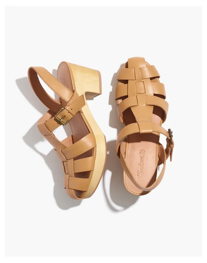 Women The Fisherman Sandal Clog Desert Camel Madewell Heels