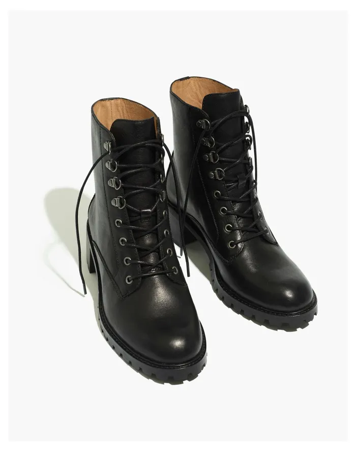 Women The Julien Lace Up Lugsole Boot In Leather True Black Madewell Boots Women The Julien Lace Up Lugsole Boot In Leather True Black Madewell Boots