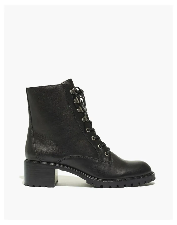 Women The Julien Lace Up Lugsole Boot In Leather True Black Madewell Boots Women The Julien Lace Up Lugsole Boot In Leather True Black Madewell Boots