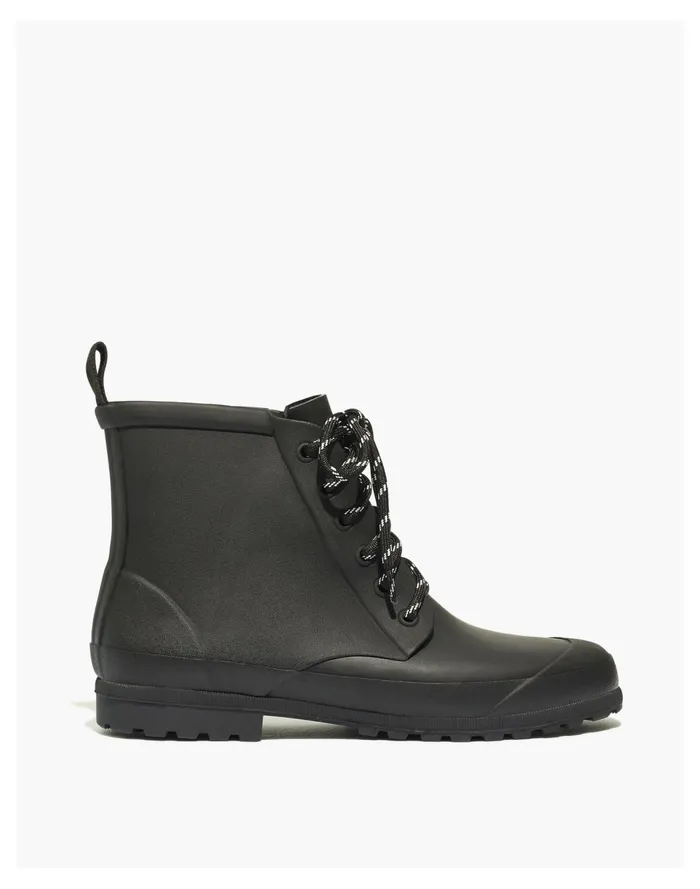 Women The Lace Up Lugsole Rain Boot True Black Madewell Boots Women The Lace Up Lugsole Rain Boot True Black Madewell Boots