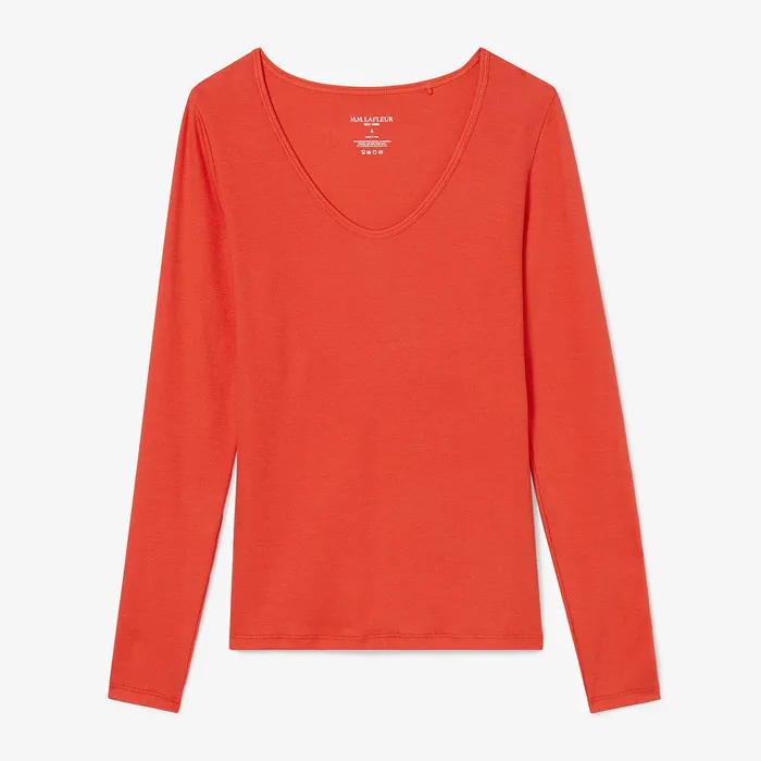 Women The Marcia Layering TShirt 8211 Organic Ribbed Pima Cotton Marmalade TShirts M M LaFleur