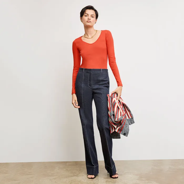 Women The Marcia Layering TShirt 8211 Organic Ribbed Pima Cotton Marmalade TShirts M M LaFleur