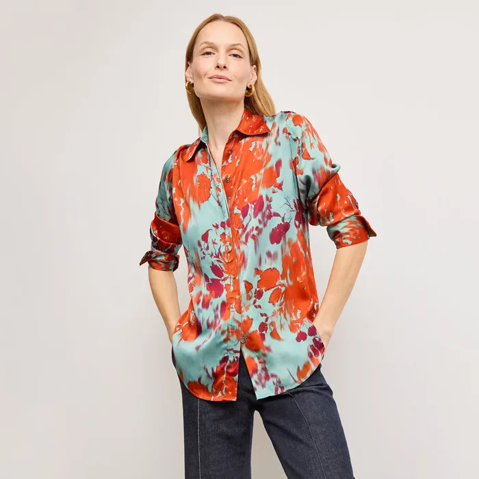 Women The Mira Anywhere Top 8211 Printed Viscose Ombre Floral Tops M M LaFleur