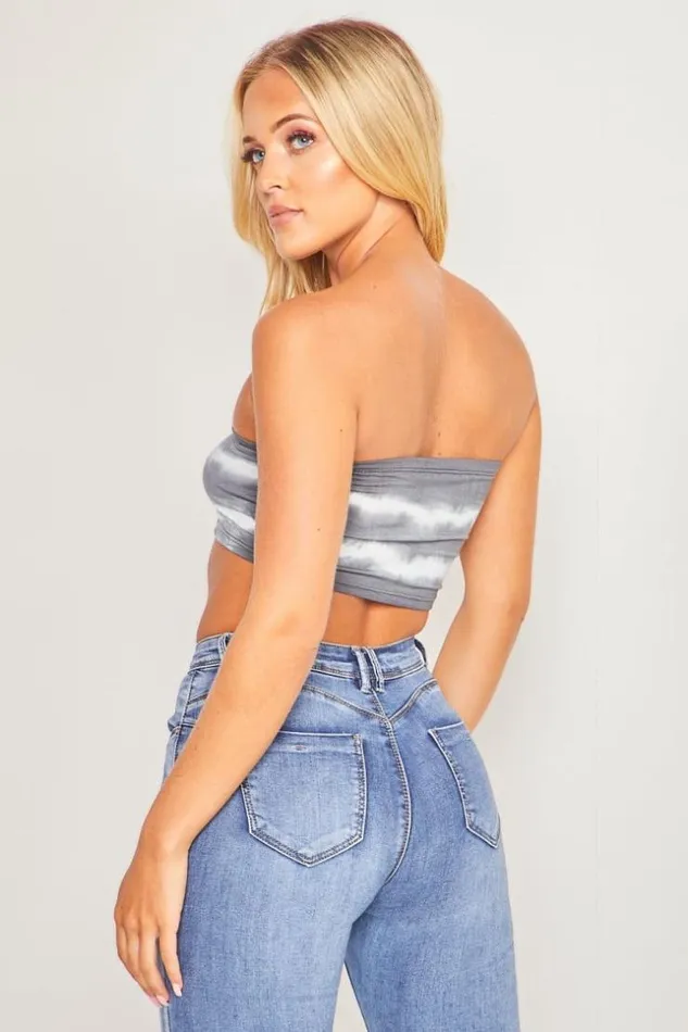 Women Tie and Dye Gray Bustier Bralette Grey Brentiny Paris Top And Tank Tops Women Tie and Dye Gray Bustier Bralette Grey Brentiny Paris Top And Tank Tops