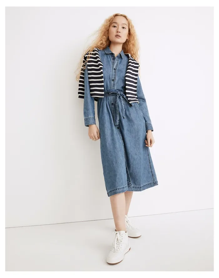 Women Tie Waist Shirtdress Wareham Wash Madewell Dresses