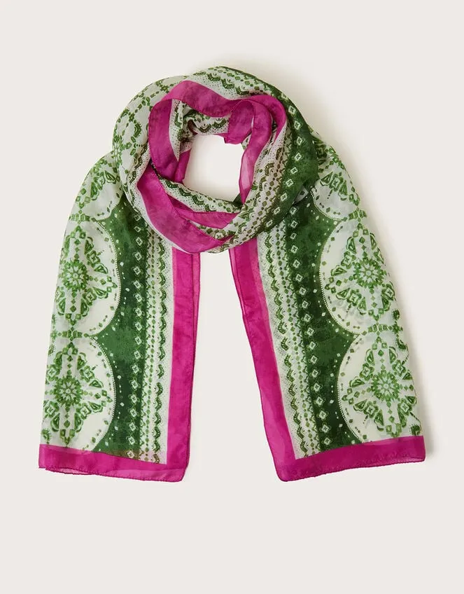 Women Tile Print Silk Scarf Monsoon Scarves