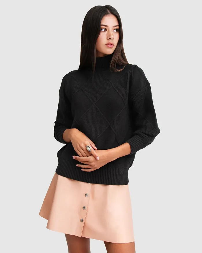 Women Tops Belle and Bloom The Academy Turtleneck Jumper 8211 Black