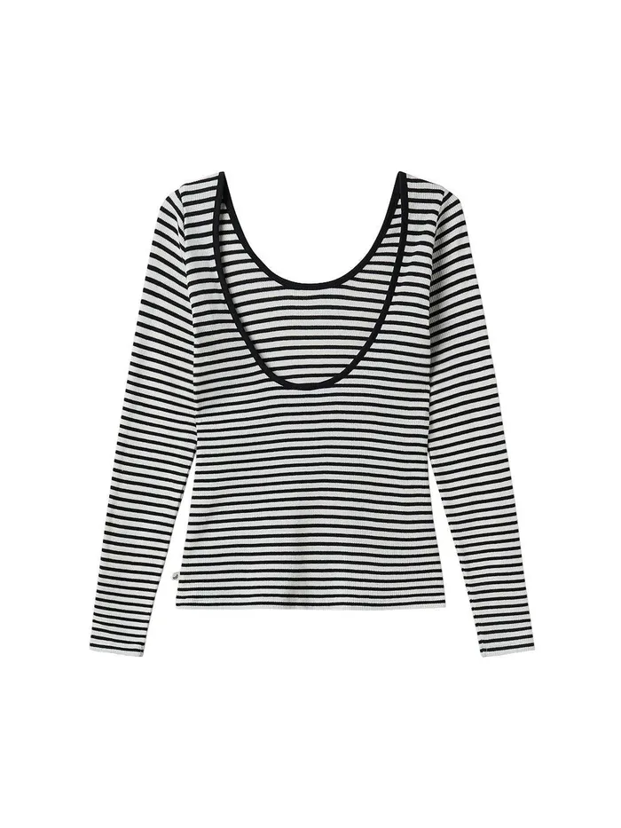 Women Tops Women 8211 Enet 8211 Black and White Stripes TWOTHIRDS Tops