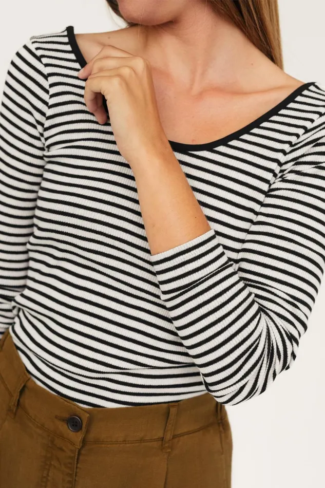 Women Tops Women 8211 Enet 8211 Black and White Stripes TWOTHIRDS Tops