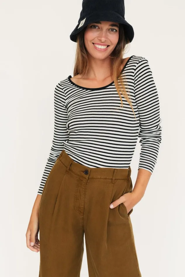 Women Tops Women 8211 Enet 8211 Black and White Stripes TWOTHIRDS Tops