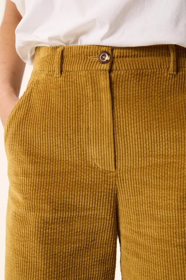 Women Trousers Sialito Erable Pantalon Coton Velours Jaune Des Petits Hauts Trousers and Jumpsuits