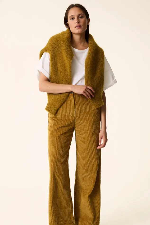 Women Trousers Sialito Erable Pantalon Coton Velours Jaune Des Petits Hauts Trousers and Jumpsuits