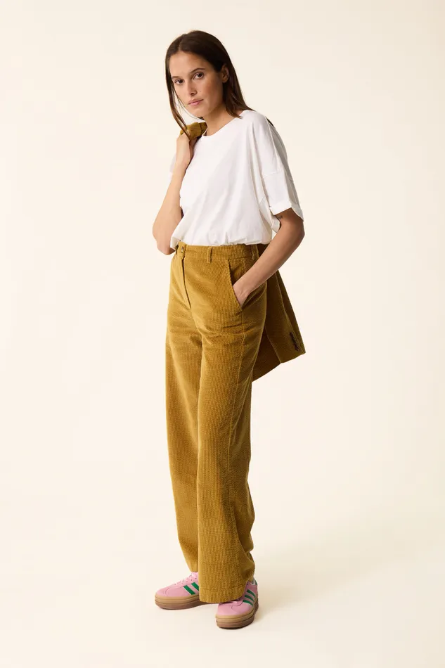 Women Trousers Sialito Erable Pantalon Coton Velours Jaune Des Petits Hauts Trousers and Jumpsuits