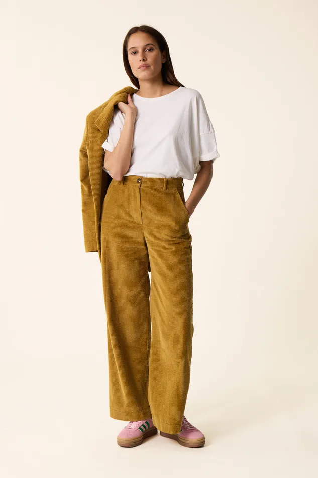 Women Trousers Sialito Erable Pantalon Coton Velours Jaune Des Petits Hauts Trousers and Jumpsuits