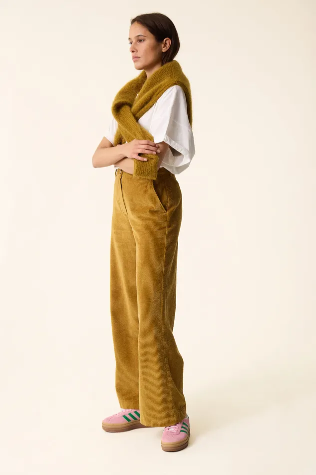 Women Trousers Sialito Erable Pantalon Coton Velours Jaune Des Petits Hauts Trousers and Jumpsuits