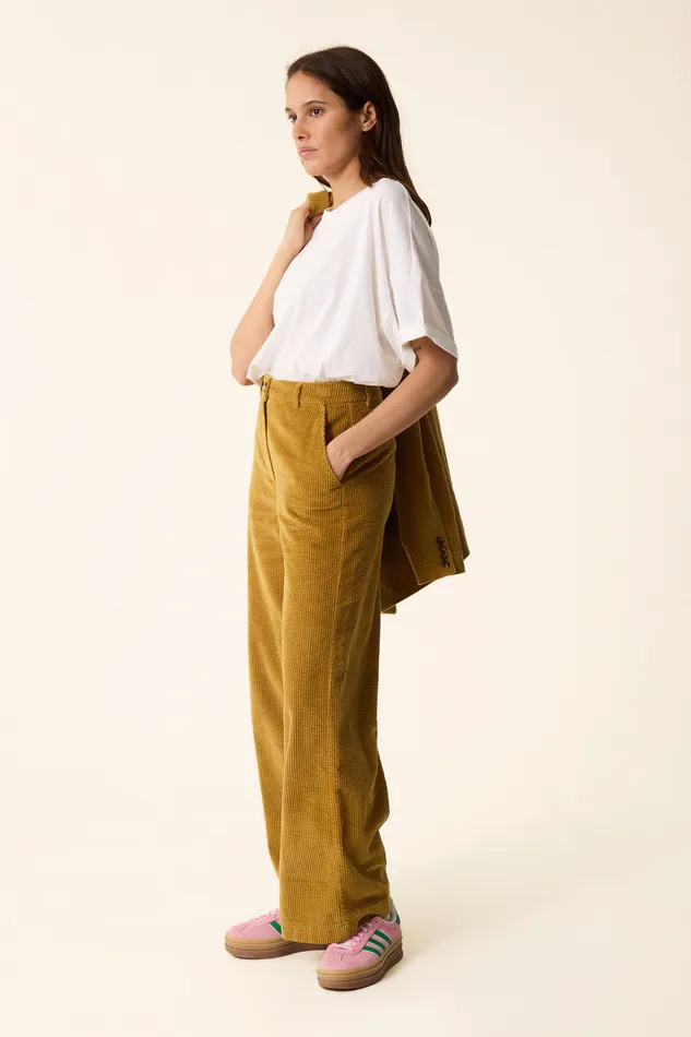 Women Trousers Sialito Erable Pantalon Coton Velours Jaune Des Petits Hauts Trousers and Jumpsuits