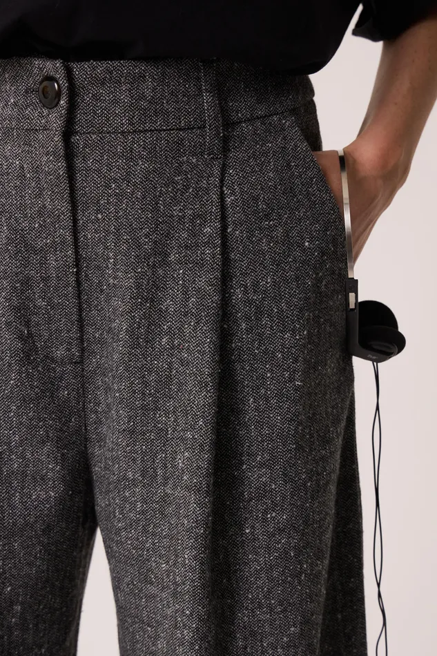 Women Trousers Siloe Negara Pantalon Polyester Chevrons Gris Des Petits Hauts Trousers and Jumpsuits