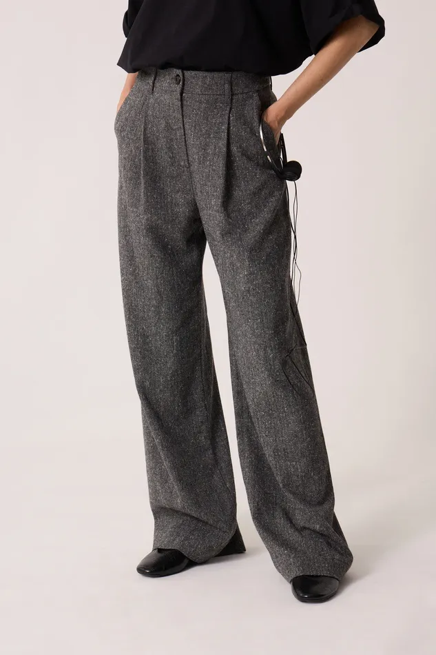 Women Trousers Siloe Negara Pantalon Polyester Chevrons Gris Des Petits Hauts Trousers and Jumpsuits