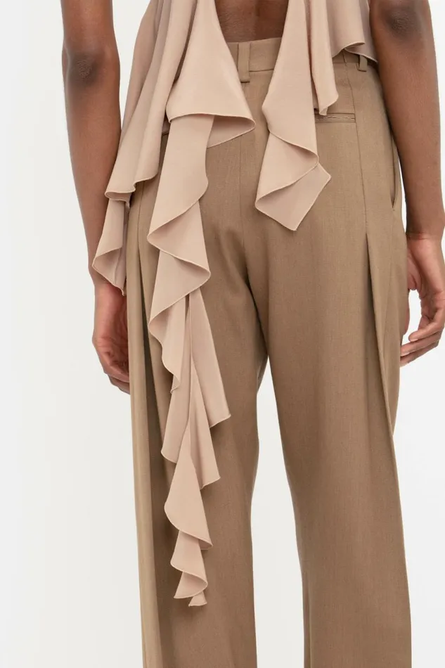 Women Trousers Victoria Beckham Front Pleat Trouser In Fawn