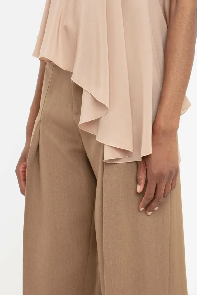 Women Trousers Victoria Beckham Front Pleat Trouser In Fawn
