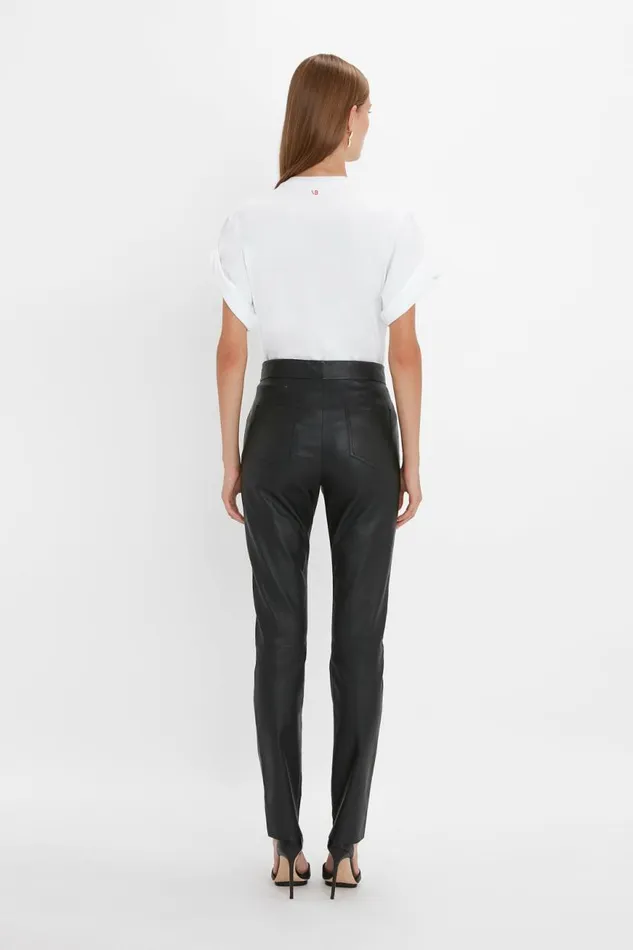 Women Trousers Victoria Beckham Slim Leather Trouser In Black