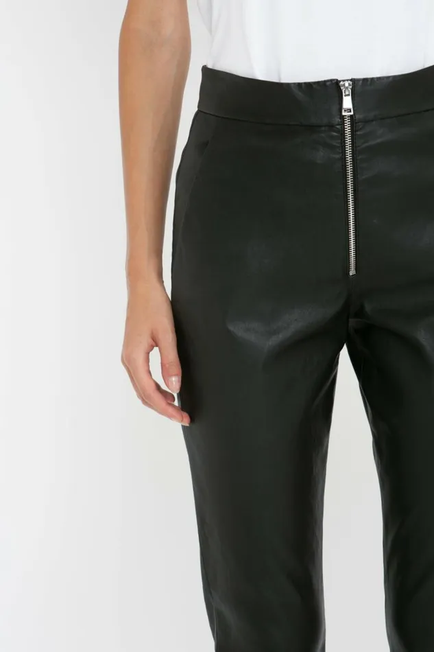 Women Trousers Victoria Beckham Slim Leather Trouser In Black