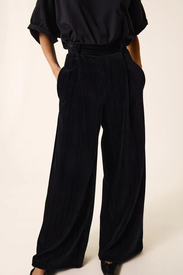 Women Trousers Zofia Noir Pantalon Coton Velours Noir Des Petits Hauts Trousers and Jumpsuits