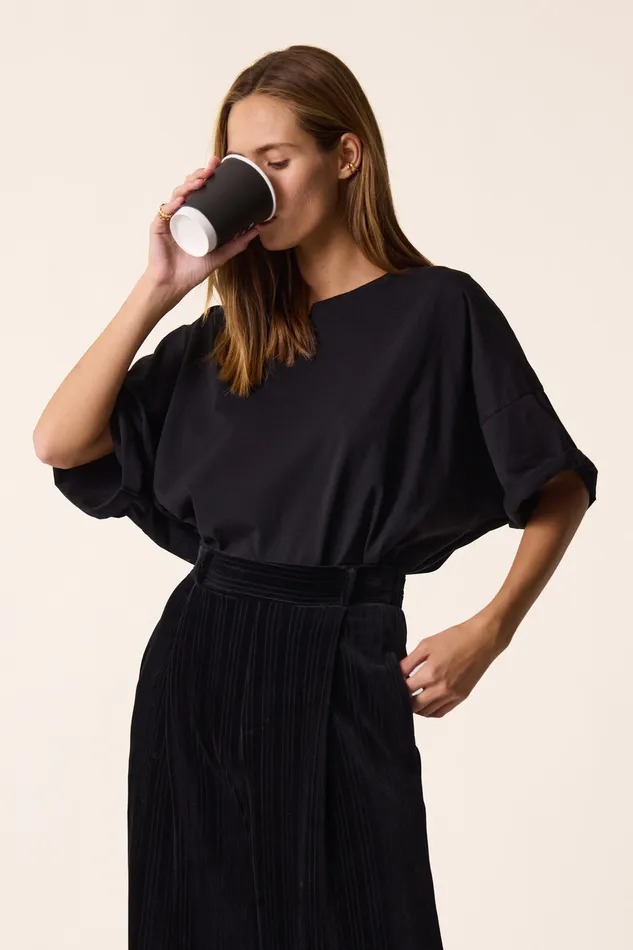 Women Trousers Zofia Noir Pantalon Coton Velours Noir Des Petits Hauts Trousers and Jumpsuits
