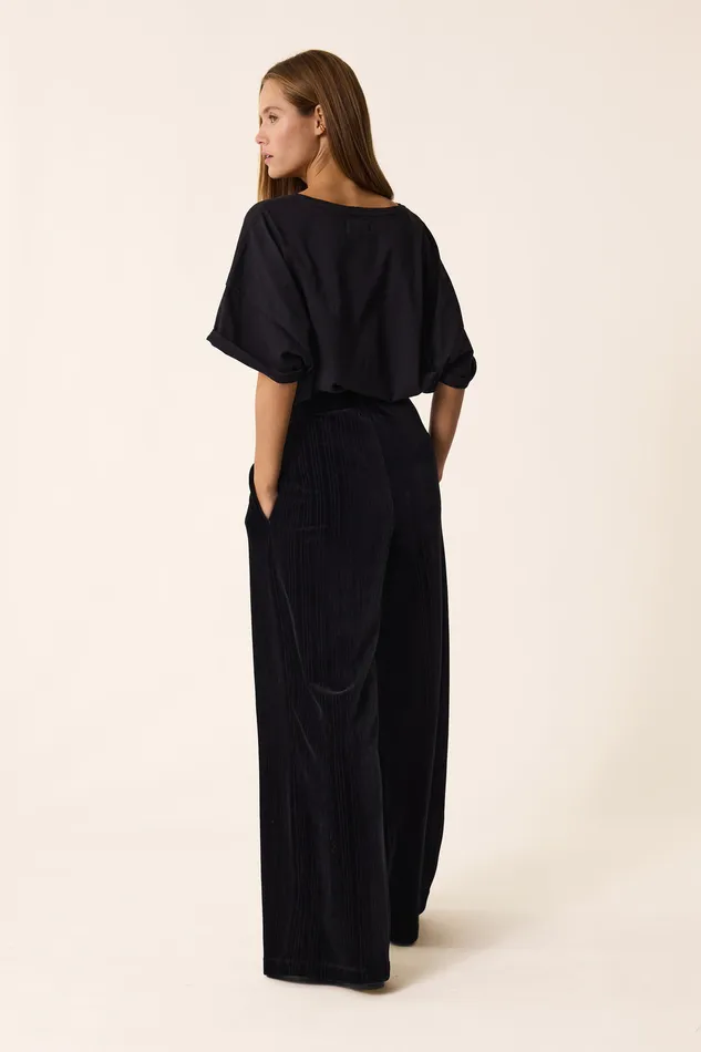 Women Trousers Zofia Noir Pantalon Coton Velours Noir Des Petits Hauts Trousers and Jumpsuits