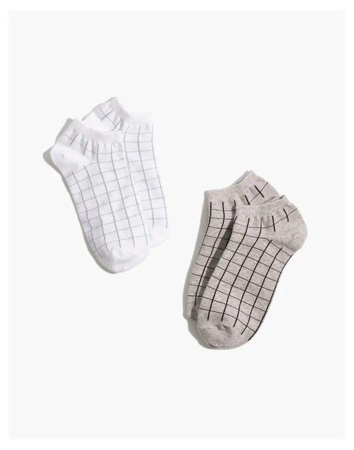 Women Two Pack Grid Anklet Socks Telluride Stone Multi Madewell Socks