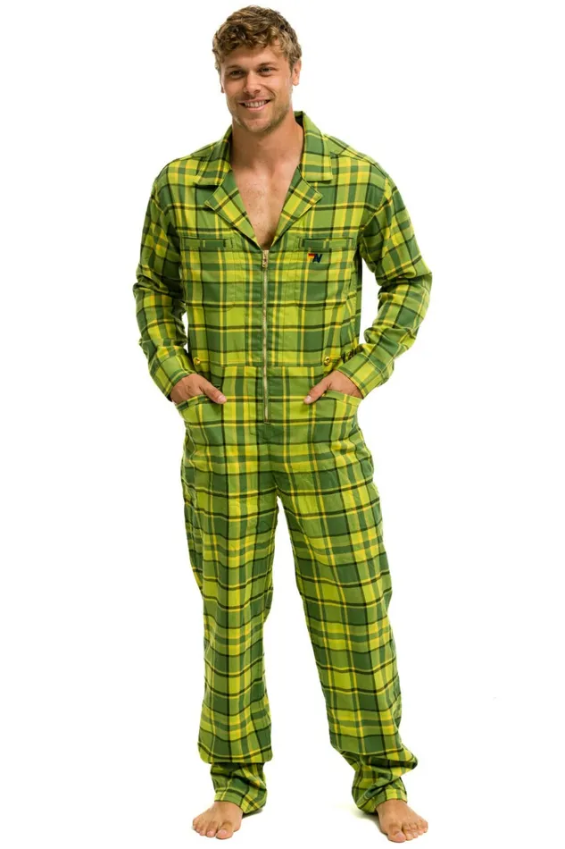 Women UNISEX PLAID FLIGHT SUIT 8211 AVOCADO PLAID Aviator Nation Outerwear Women UNISEX PLAID FLIGHT SUIT 8211 AVOCADO PLAID Aviator Nation Outerwear