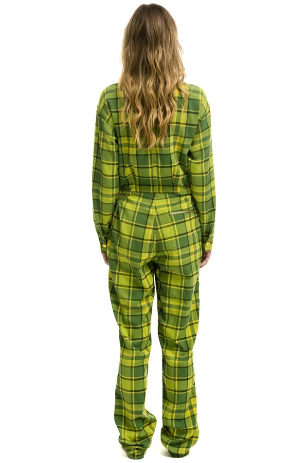 Women UNISEX PLAID FLIGHT SUIT 8211 AVOCADO PLAID Aviator Nation Outerwear Women UNISEX PLAID FLIGHT SUIT 8211 AVOCADO PLAID Aviator Nation Outerwear