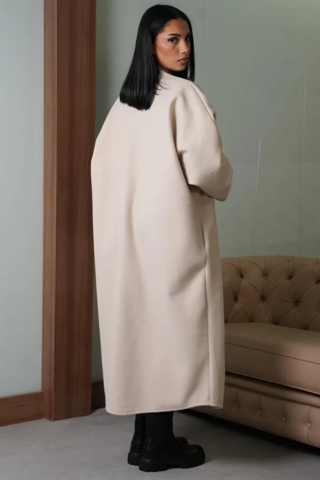 Women Veste Beige Longue Texture Beige Brentiny Paris Jackets