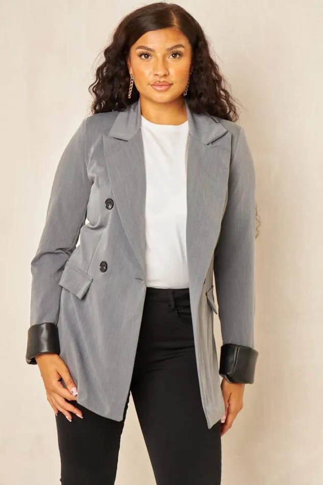 Women Veste Blazer BiMatire Grise Grey Brentiny Paris Jackets