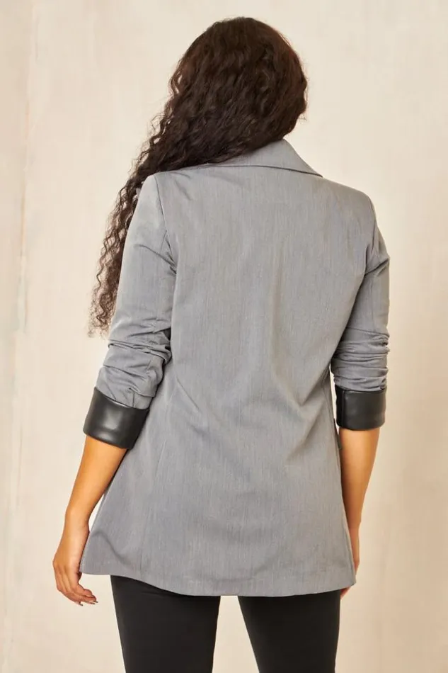 Women Veste Blazer BiMatire Grise Grey Brentiny Paris Jackets
