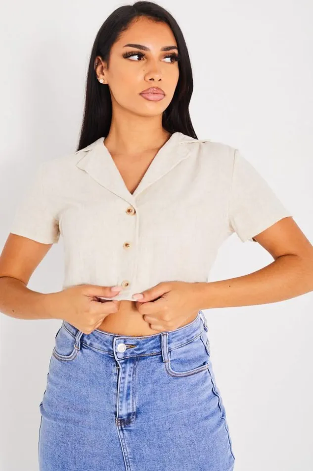 Women Veste Blazer Manche Courte Beige Court Beige Brentiny Paris Shirts and Blouses Women Veste Blazer Manche Courte Beige Court Beige Brentiny Paris Shirts and Blouses