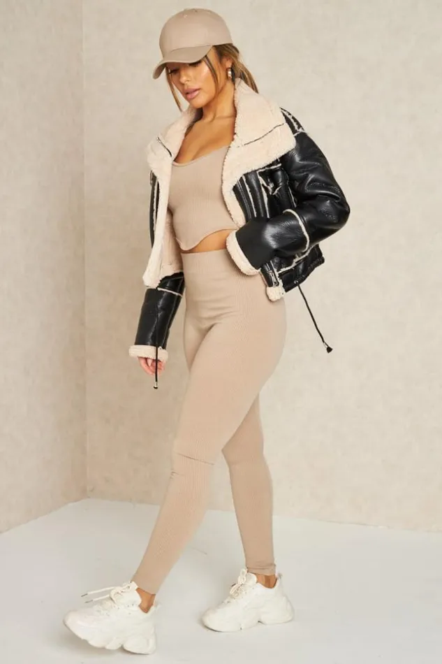 Women Veste Courte Aviateur Noire Simili Cuir Et Peau De Mouton Black Brentiny Paris Jackets Women Veste Courte Aviateur Noire Simili Cuir Et Peau De Mouton Black Brentiny Paris Jackets